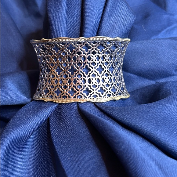 Kendra Scott Candice Gold Cuffe Bracelet in Silver Filigree Mix - Picture 1 of 7